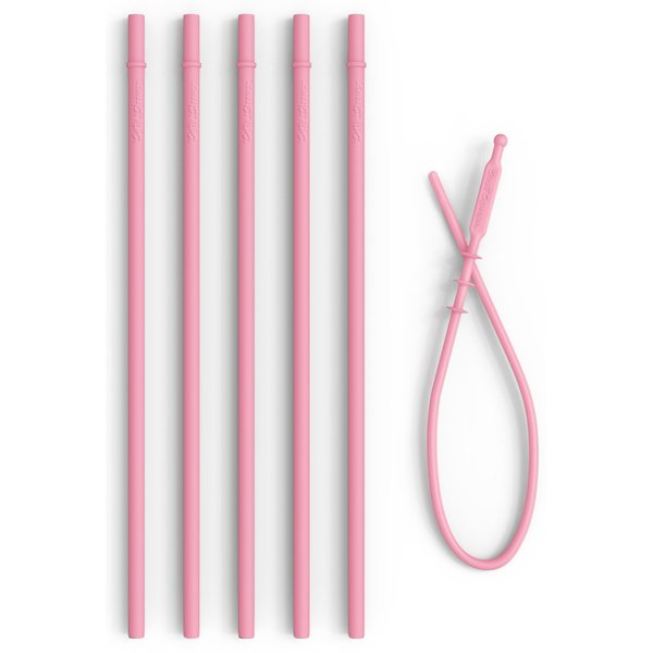 10.5” Reusable Silicone Straws + Cleaner - Long Length Replacement Straws for Tumblers Acrylic,Yeti, rTic, Starbucks, Ozark - BPA Free Slim Drinking