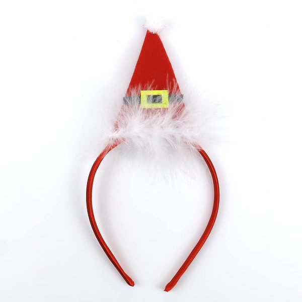 Christmas Headband Red Hair Band Red Christmas Hair Accessories for Girls Women Birthday Party New Year Wedding Celebration Gift (Hat)