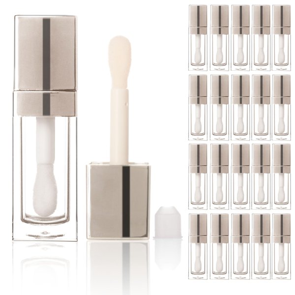 COSIDEA 20PCS Empty 8ML Square clear Lip Gloss Tube Silver big doe foot wand lipgloss tubes for Lip oil tint bottles container