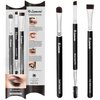 Eyebrow Brush - Duo Eye Brow Spoolie - Angled Eyeshadow Eyeliner - Precision Flat Definer - Small Shader - 3 Piece Makeup Brush Set - Cruelty Free Synthetic Bristles