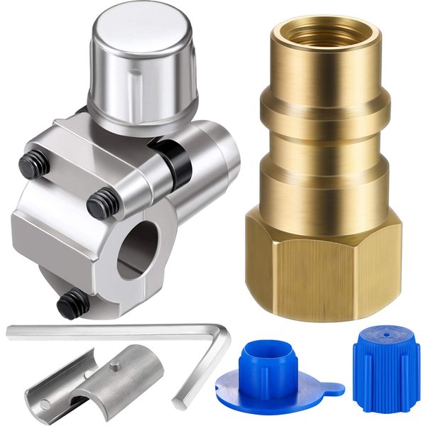 Bullet Piercing Valve Kit with Dust Cap Converts R12 to R134A Fit 7/16 Inch Low Side Port BPV-31 Bullet Piercing Tap Valve Compatible with AP4502525, BPV31D, GPV14, GPV31, GPV38, GPV56, MPV31