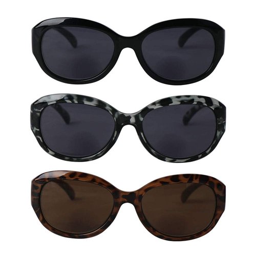 Hyyiyun Reader Sunglasses for Women, 3 Pairs Oversize Vintage Jackie Oval Ladies Cateye Reading Glasses