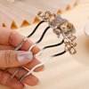 Aimimier Dainty Crystal Flower Hair Comb Sparkly Rhinestone Inlaid Hair Side Combs Long Teeth Hair Accessories for Women and Girls(Champagne)