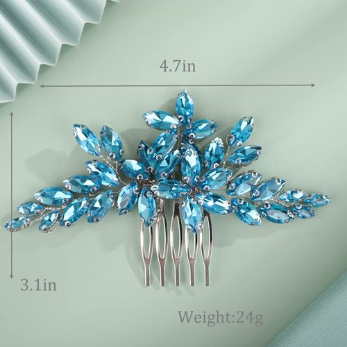 Kercisbeauty Wedding Bridal Small Cute Lake Crystal Hair Comb Side Headpiece for Women Girls Prom Boho Updo Handmade Hair Accessories (Lake)