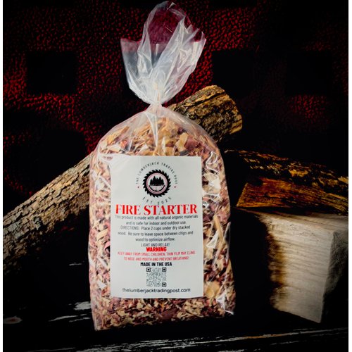 The Lumberjack Trading Post 1 lb Bag Fire Starter/Lighter - Kiln-Dried Cedar. Bonfires, Campfires, Woodburning Stoves, Fireplaces. Indoor/Outdoor Use. Organic, Easy and Fast Ignitor