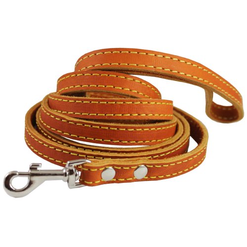 Genuine Thick Leather Classic Dog Leash 1/2" Wide 6 Ft, Small Breeds