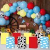 CHUNNIN 12Pcs Cartoon Story Birthday Party Paper Gift Bags Toy Inspired Game Story Party Goodie Bag Cow Print Sky Blue Cloud Treat Bag Decoration for Kids Toy Birthday Baby Shower Party Supplies