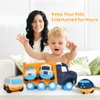 Muiteiur Big Car Stuffed Plush Toy, Soft Truck Toy Set with 4 Plush Baby Vehicles Toys Include Taxi Bus Airplane Tanker, Cute Cartoon Plush Gift for Kids Babies (15.7inch)