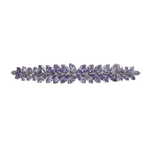 Faship Gorgeous Lavender CZ Crystal floral Hair Barrette Clip