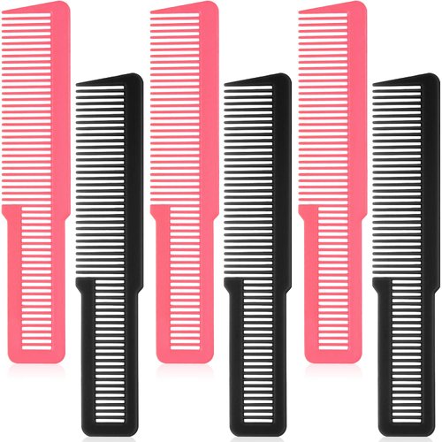 6 Pieces Hair Cutting Comb Professional Styling Comb Barber Styling Hair Comb Clipper Cutting Comb for Stylists and Barbers (Black, Pink)