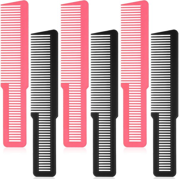 6 Pieces Hair Cutting Comb Professional Styling Comb Barber Styling Hair Comb Clipper Cutting Comb for Stylists and Barbers (Black, Pink)