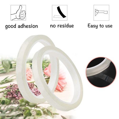 Pengxiaomei 2 Roll Clear Floral Tape,1/4" Wide Florist Tape,Clear Waterproof Florist Tape,Waterproof Floral Tape for Fresh Flower Crafts,Flower Arrangements Supplies