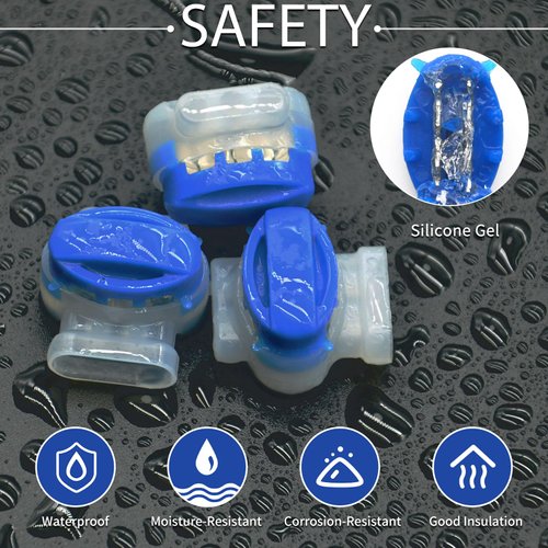 Multisland 20 Pcs Electrical IDC 314-box 3 Way Outdoor Boundary Wire Connector, Self-Stripping Moisture-Resistant Pigtail Connectors for Robotic Lawn Mowers, Irrigation Applications