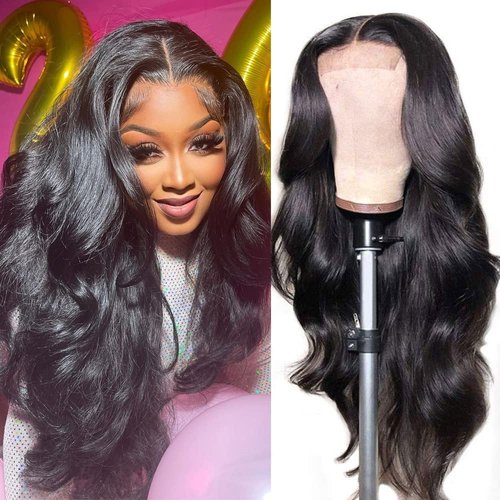 ALLRUN Body Wave Lace Front Wigs Human Hair Lace Closure Wigs for Black Women(18 inch) 100% Unprocessed Virgin Hair 4x4 Lace Front Wigs Pre Plucked with Baby Hair 180% Density