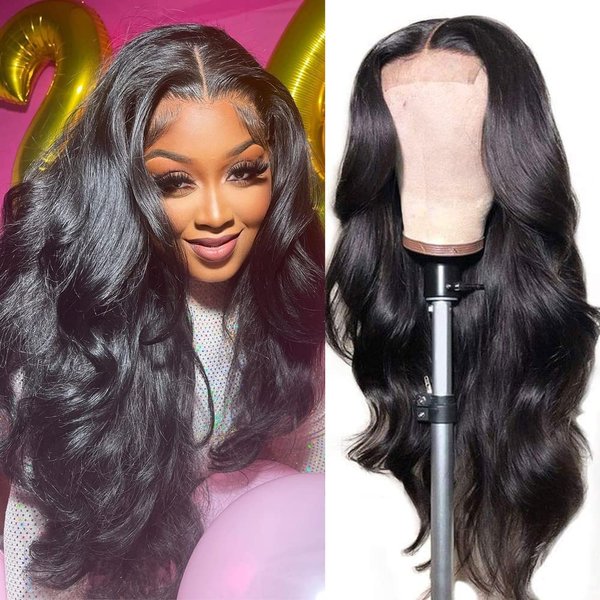 ALLRUN Body Wave Lace Front Wigs Human Hair Lace Closure Wigs for Black Women(18 inch) 100% Unprocessed Virgin Hair 4x4 Lace Front Wigs Pre Plucked with Baby Hair 180% Density