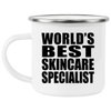 Designsify Gifts, World's Best Skincare Specialist, 12oz Camping Mug Stainless Steel Enamel Tea-Cup with Handle, for Birthday Anniversary Mom Dad Parents Fathers Mothers Day Party, to Men Women Him