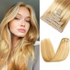 Clip in Hair Extensions,22 Inch Straight Hair Clip in Extensions Seamless Straight Hair Extensions Thick Long Synthetic Hairpieces For Women Natural Hair（Dark Blonde Highlighted Bleach Blonde）