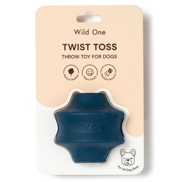 Wild One Twist Toss Dog Toy 100% Natural Rubber, Fun to Chew, Durable for Average Chewers, Fetch Toy, Treat Dispensing Blue
