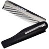 Kent 20T Black Graphite Handmade Folding Pocket Comb for Men, Fine Tooth Hair Comb Straightener for Everyday Grooming Styling Hair, Beard or Mustache, Use Dry or with Balms, Saw Cut, Made in England