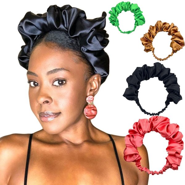 Yllivnicm Headbands for Women,Ruched Wide Headbands Turban Headband solid Hair Bands Elastic Hair Accessories for Women and Girls 2-4 pack (4pc multi)