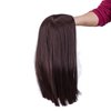 SWACC 14-Inch Short Straight Middle Part Hair Wig Medium Length Synthetic Heat Resistant Wigs for Women with Wig Cap (Dark Brown-4#)