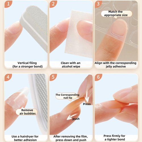 Ultra-Slim Nail Adhesive Tabs - Jelly Double Sided Waterproof Gel Sticker Pads, Seamless Application for Press On Nails, Fake Nail Tips, Nail Glue for Manicures.24 Sizes (5)