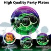 60Pcs Green Purple Monster Truck Party Paper Plates for Monster Truck Birthday Party 9in Racing Car Theme Disposable Tableware Dinnerware Set for Kids Boys Monster Truck Birthday Party Supplies