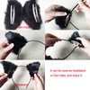 Cat Ears Headband Hair Clips Fox Ears Hair Bands Barrettes Women Furry Kitty Kitten Cat Headpiece Hairband Hair Hoop Halloween Party Decoration Cosplay Costume Handmade Hair Accessories Black Black