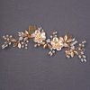 Teyglen Wedding Gold Rhinestones Hair Comb Dainty Flower Leaf Crystal Pearls Hair Comb Bridal Headband Hair Accessories Crystals Bridal Side Hair Comb Hair Pieces for Women Bride Girls (Gold)
