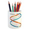 Ambesonne Science Pencil Pen Holder, DNA Bases Chemistry Biochemistry Biotechnology Science Spiral Genetic, Ceramic Pencil Holder for Desk Office Accessory, 3.6" X 3.2", White Blue