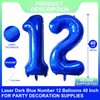 Blue 12 Number Balloons 40 Inch Giant Laser Navy Blue 12 Helium Balloons for 12th Boys Birthday Party Supplies 12th Anniversary Events Decorations