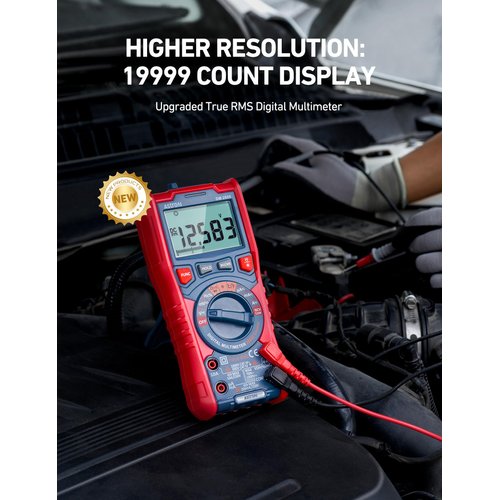 AstroAI Digital Multimeter Tester TRMS 20000 Counts with Higher Resolution Auto-Ranging Voltmeter; Accurately Measures Voltage Current Resistance Diodes Continuity Duty-Cycle Capacitance Temperature