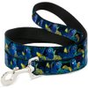 Dog Leash Dory Poses Swirls Blues Yellows 4 Feet Long 0.5 Inch Wide