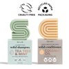 Kitsch Tea Tree Shampoo Bar Soap & Coconut Oil Hair Conditioner Bar, Clarifying Shampoo for Hair Grease, Cleansing & Moisturizing Organic Natural Soap, Zero Waste Travel Size Hair Care Set of 2 Pack