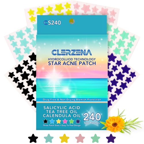CLERZENA Star Pimple Patches for Face | Star Acne Patches Cute | Pimple Patches Salicylic Acid, Tea Tree Oil and Calendula Oil | Pimple Patch Star Teen Acne Treatment for Girls