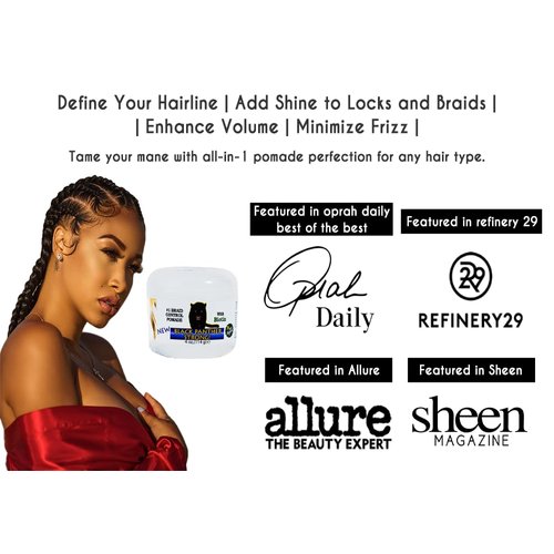 Black Panther Vegan Edge & Braid Control Pomade With Biotin, For Braids, Locs N Twists, Edge Control, Strong Flexible Hold, All Hair Types, (2 pc Pack) 1 oz