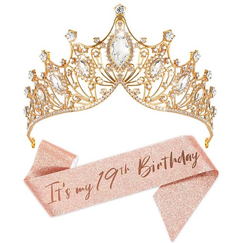 19th Birthday Crown for Girls, 19th Birthday Headband for Girls,19th Birthday Tiara for Girls 19th Birthday Decoration for Girls 19th Mermaid Tail Birthday Crown for Girls 19th Birthday Sash for Girls