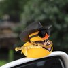 wonuu Rubber Duck Car Ornaments Duck Car Dashboard Decorations for Cool Car Accessories with Cowboy Hat Necklace and Sunglasses, A_Black Cowboy hat