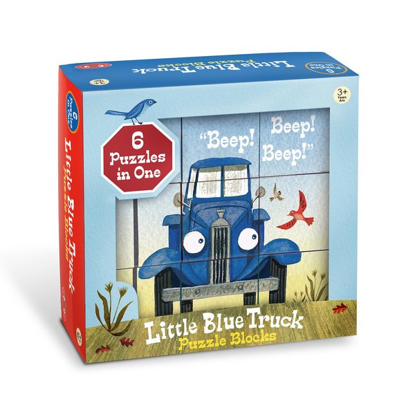 YOTTOY Contemporary Collection/Little Blue Truck Stacking Puzzle Blocks, 6 Puzzles in 1 (9pcs), Early Childhood Learning Interactive Toys - 9” x 9” x 2.75”