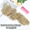 Halo Hair Extensions Natural Blonde: Long Curly Wavy Hair Extensions for Women - Invisible Wire Secret Hairpieces with Adjustable Size Transparent Headband 4 Secure Clips (20 Inch, Natural Blonde)