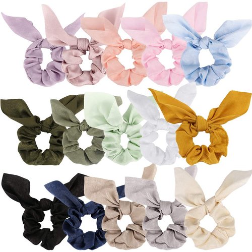 Ondder Hair Scrunchies for Women 15 Pcs Hair Scrunchies for Women’s Hair Cute Bow Scrunchies for Hair Ribbon Scrunchies with Bow Elastic Hair Bands Ponytail Holder Hair Accessories for Women Girls