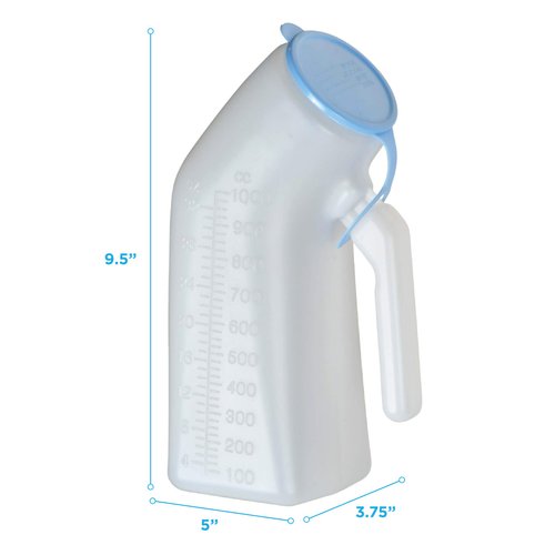 NOVA Medical Products Male Urinal, Portable Urinal for Men with Cover, Extra Durable, Clear