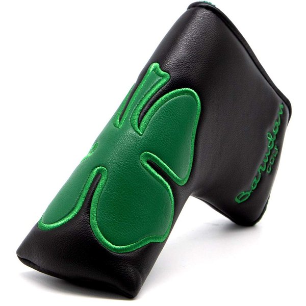 Barudan Golf Shamrock Clover Blade Putter Cover Headcover Club Protector with Magnet Closure fits Blade Style putters (Black)