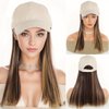 ASAYUMI Baseball Cap with Hair Extensions Hat Wig Adjustable Hat Attached Short Straight 16" Synthetic Hairpiece for Women Ginger Brown Mix Bleach Blonde