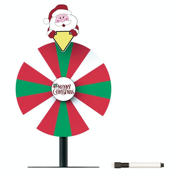 Delizon 8 Inch Prize Wheel, 16 Slot Spinning Wheel Fortune Game, Party, Classroom or Home Education, Christmas Series