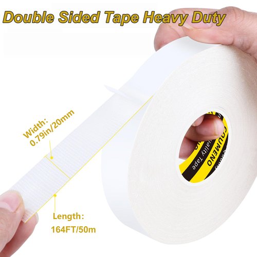 COUMENO Double Sided Tape Heavy Duty Tape and Carpet Tape High Tack,Multipurpose Non-Marking Tape Removable No Residue, Easy Tear, Suitable for Office and Home Easy to Use Mounting Tape 0.79inX164FT