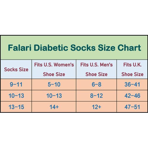 Falari Diabetic Socks Men Unisex Size 9-11 Black 63-7040-12PAIRS