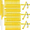 96 Pieces Hair Perm Rods, Cold Wave Rods Plastic Perming Rods Heatless Curlers Rollers with 2 Steel Pintail Comb Rat Tail Comb for Hairdressing Styling Tools (Yellow,0.28 Inch/ 0.7 cm)