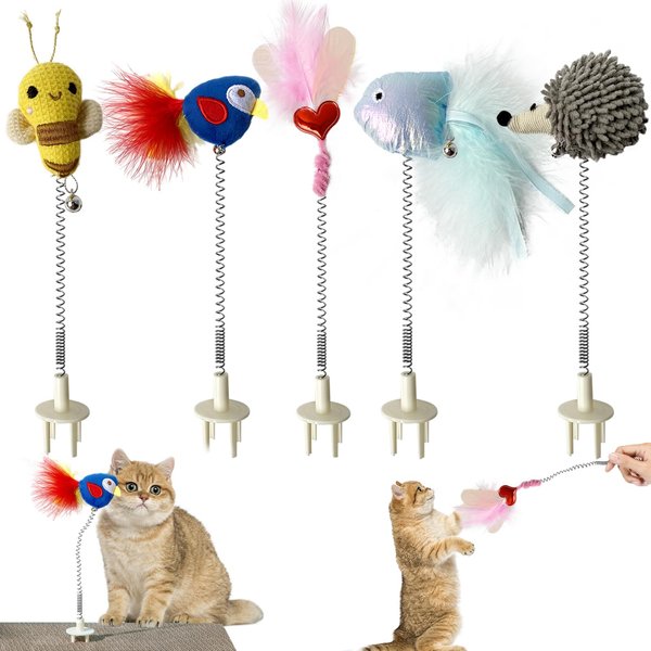YOOLEETC 5PCS Cat Toys,Cat Wand Toy,Cat Scratcher Toys,Cat Scratcher Plug-ins & Cat Fun Themselves Play Toys,Fun Toy for Cat Kitty Kitten Puppy. (5PCS)