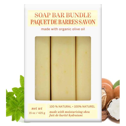 Olivia Care Moisturizing Bar Soap Pack by 100% Natural & Organic Infused with Verbena, Shea Butter & Turmeric Deep Clean, Refreshing, Moisturizing & Hydrating Verbena Shea (Pack of 3)